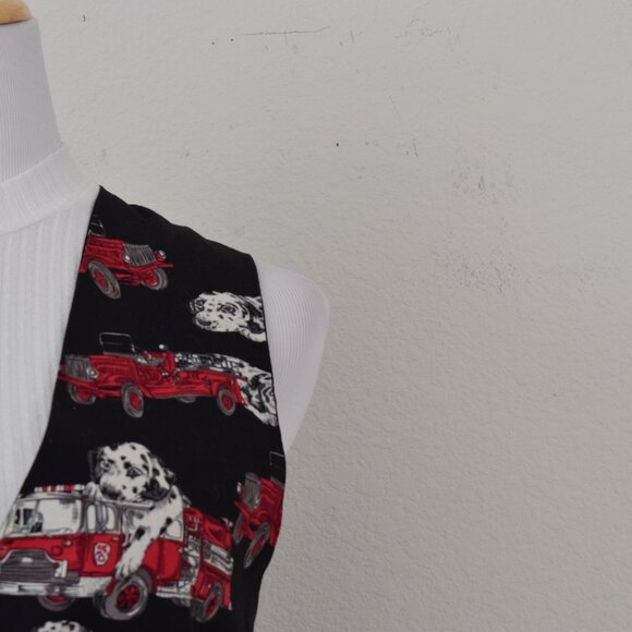 Vintage Dalmation Red Fire Engine Lined Cotton/Acetate Vest by Capelli - Picture 6 of 11